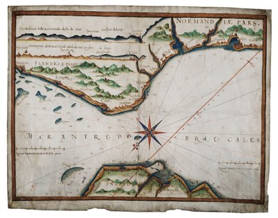 Carta del estrecho de Dover, c.1587-88 (acuarela sobre vitela) de Luis Teixeira