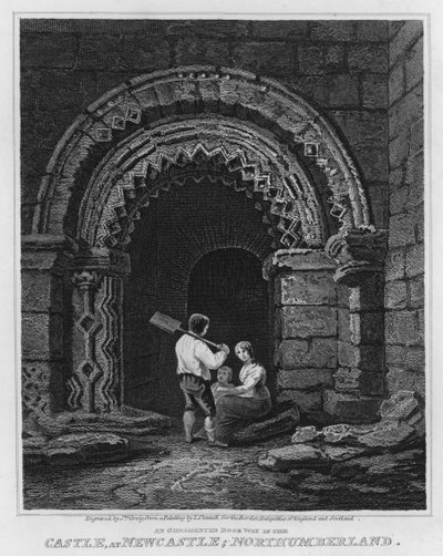 Un portal ornamentado en el castillo, en Newcastle, Northumberland de Luke (after) Clennell