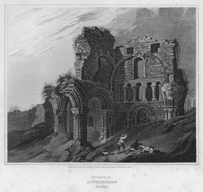 Interior de Lindisfarn, Extremo Oeste (grabado) de Luke (after) Clennell