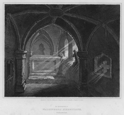 El interior de la ermita de Warkworth, Northumberland de Luke (after) Clennell