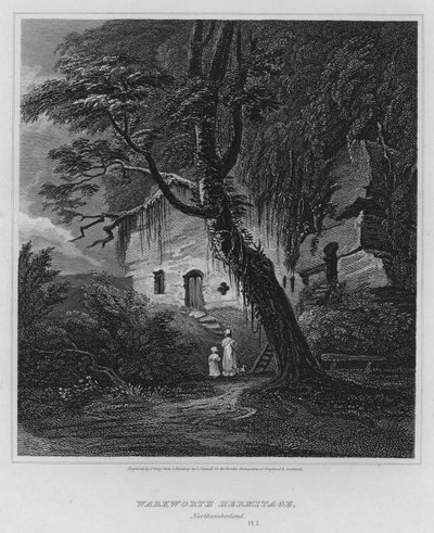 Ermita de Warkworth, Northumberland (grabado) de Luke (after) Clennell