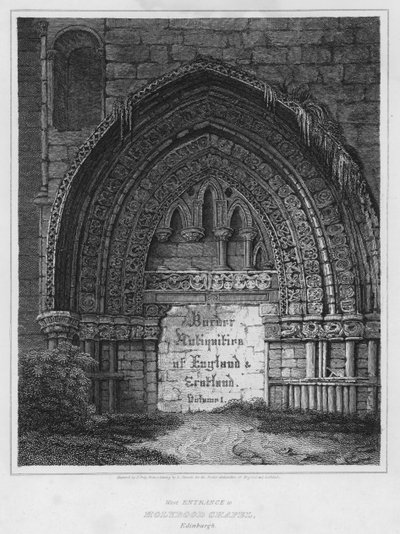 Entrada Oeste a la Capilla de Holyrood, Edimburgo (grabado) de Luke (after) Clennell