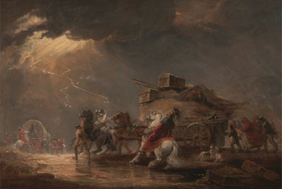 Vagones de equipaje en una tormenta de Luke Clennell