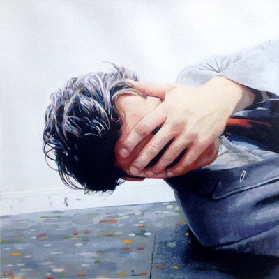 Los murciélagos están en el campanario, c.2013 (pintura acrílica sobre papel) de Luke Waller