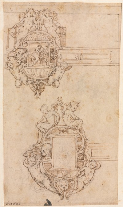 Diseño para bisagras decorativas, mediados de 1500s de Luzio Romano