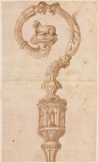 Diseño para un báculo, mediados de 1500s de Luzio Romano