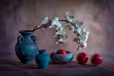 Elegante naturaleza muerta con orquídeas de Lydia Jacobs