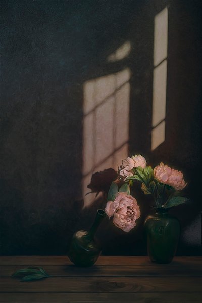 Naturaleza muerta floral evocadora de Lydia Jacobs