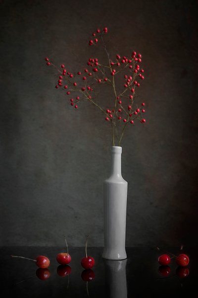 Naturaleza muerta con bayas rojas de Lydia Jacobs