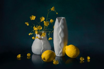 Naturaleza muerta floral llena de colorido de Lydia Jacobs