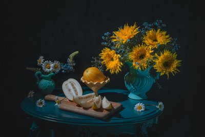 Girasoles y melones de colores vivos de Lydia Jacobs
