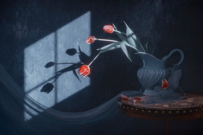 Tulipanes de la luz de la ventana de Lydia Jacobs