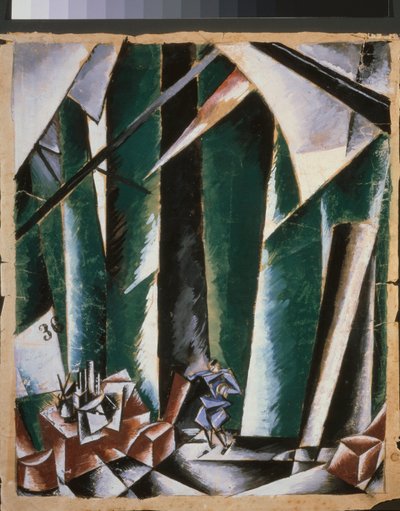 Decoración preparatoria para la obra ""el canciller y el cerrajero"". Obra de Lyubov (Lioubov) Sergeyevna Popova (1889-1924), gouache y tinta sobre papel de Lyubov Sergeevna Popova