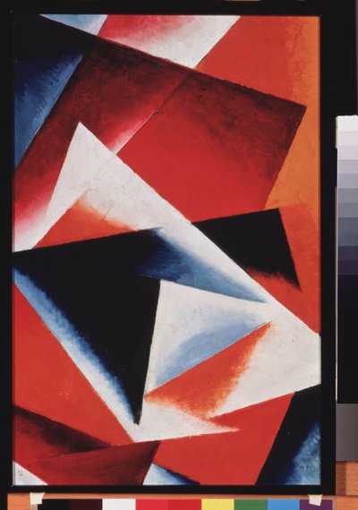 Pintura arquitectónica naranja. Obra de Lyubov (Lioubov) Sergeyevna Popova (1889-1924), óleo sobre cartón de Lyubov Sergeevna Popova