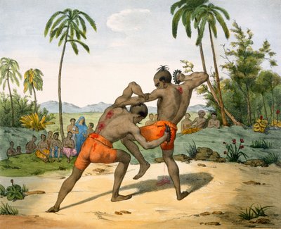 Luchadores con armas, 1827-35 de M.E. Burnouf