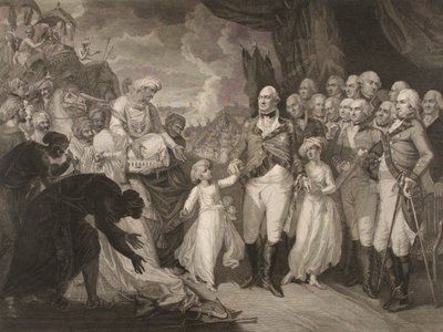 El marqués Cornwallis recibiendo a los príncipes rehenes, hijos de Tippoo Sultan de M. (after) Brown