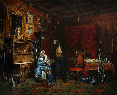 Interior de una sala de antigüedades con muebles medievales, c.1838-46 de M. (after) Renoux