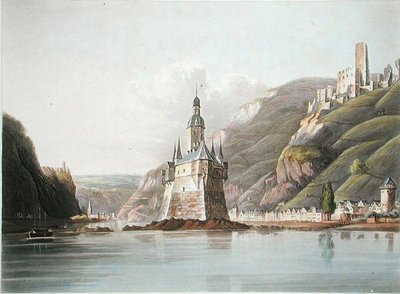 Castillo de Pfalz y la ciudad de Laub, ilustración de 