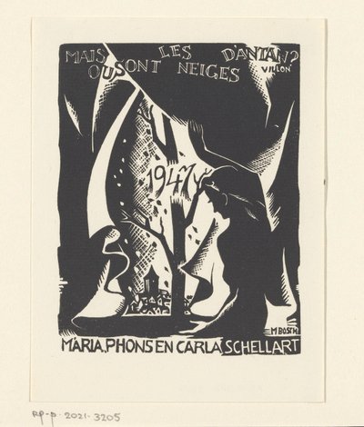 Saludos de Año Nuevo para 1947 de Carla, Mária y Phons Schellart de M. Bosch