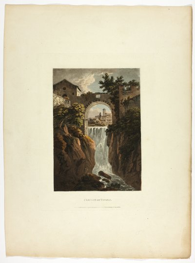 Cascada de Tívoli, lámina treinta y nueve de las Ruinas de Roma de M. Dubourg