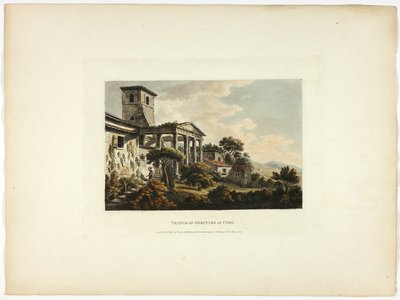 Templo de Hércules en Cori, lámina treinta y dos de las Ruinas de Roma de M. Dubourg