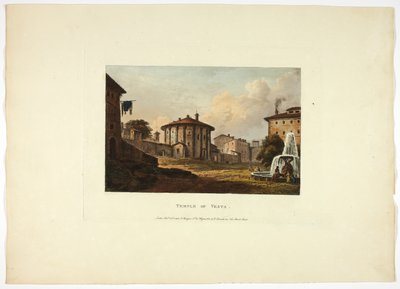 Templo de Vesta, placa diecinueve de las Ruinas de Roma de M. Dubourg