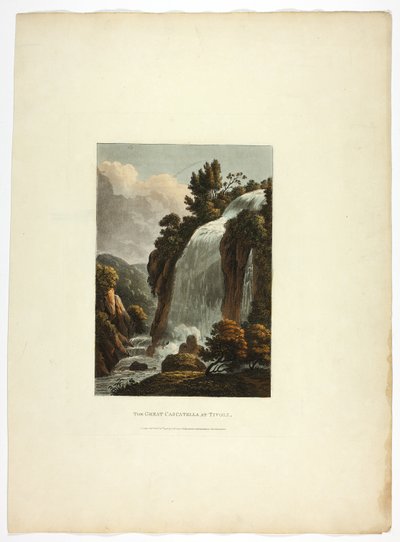La Gran Cascatella de Tívoli, lámina trece de las Ruinas de Roma de M. Dubourg