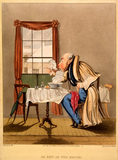 ¡Tan caliente como el demonio!, grabado hecho por George Hunt, 1827 de M. Egerton