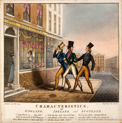 Características, o Inglaterra, Irlanda y Escocia, impresión hecha por George Hunt, 1827 de M. Egerton
