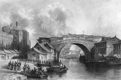 Puerta Oeste de Ching-keang-foo Zhenjiang, China, 21 de julio de 1842 de M. J. Starling