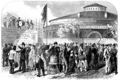 Reclutamiento de emigrantes irlandeses y alemanes en Battery, Nueva York, EE.UU., 1864 de M. Jackson