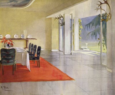 Interiores de los años 30: Comedor en una casa de campo de M. Stier