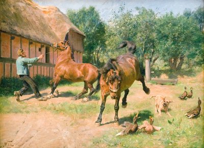 Caballos juguetones de M. Therkildsen