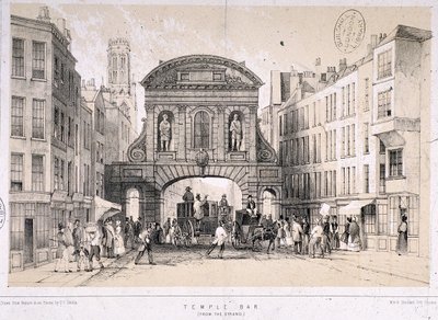 Temple Bar, Londres, c1845 de M and N Hanhart