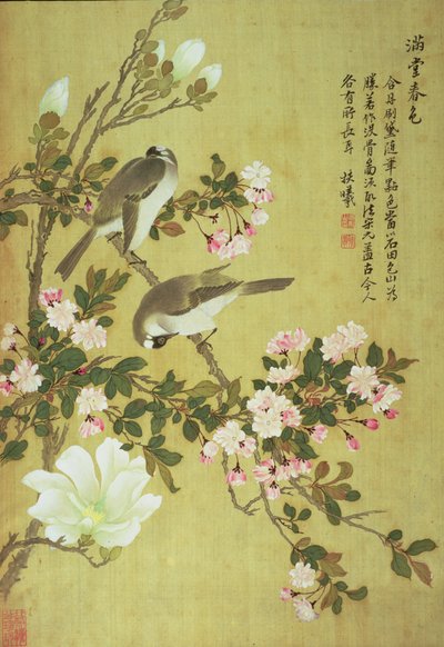 Manzano Silvestre, Magnolia y Pájaros Baitou de Ma Yuanyu
