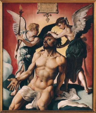 Cristo coronado de espinas entre dos ángeles, 1532 de Maarten Jacobsz Heemskerck van