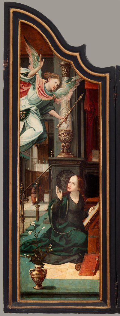 Tríptico. Maarten de Vos. Siglo XVI. Óleo sobre madera. Retablo abierto ala izquierda. de Maarten de Vos