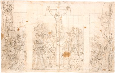 Estudio Preliminar para un Retablo Tríptico Representando la Crucifixión de Maarten van Heemskerck