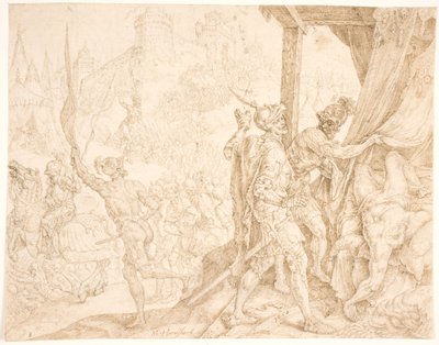 El cuerpo de Holofernes encontrado por Bagoas de Maarten van Heemskerck