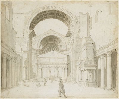 Vista interior de la nave de la antigua iglesia de San Pedro, con vistas al nuevo edificio de Maarten van Heemskerck