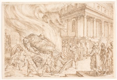 Jehu destruye el templo de Baal de Maarten van Heemskerck