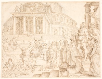 Josías ordena que se retiren los caballos y se quemen los carros de plata de Maarten van Heemskerck