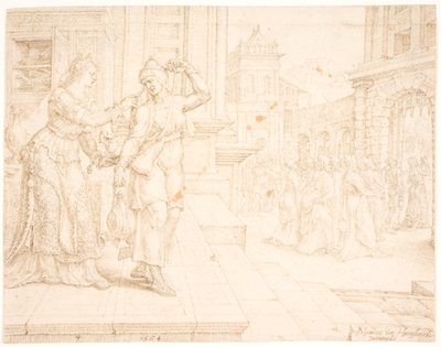 Judith preparándose para ir al campamento enemigo de Maarten van Heemskerck