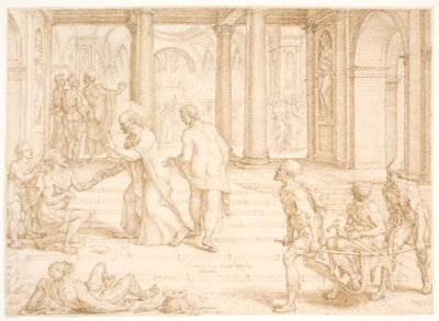 Pedro cura a un paralítico de Maarten van Heemskerck