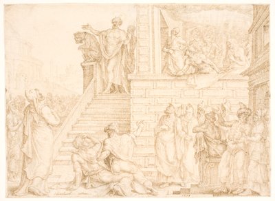 Pedro predicando en Jerusalén de Maarten van Heemskerck