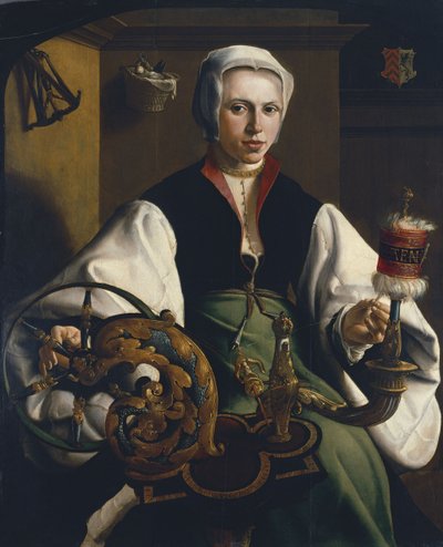 Retrato de una Dama hilando de Maarten van Heemskerck