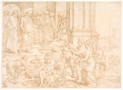 La muerte de Safira de Maarten van Heemskerck