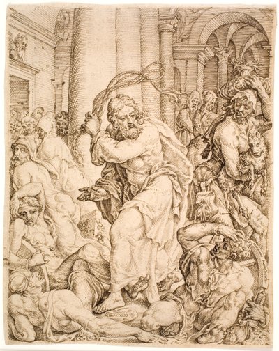 La expulsión del templo de Maarten van Heemskerck