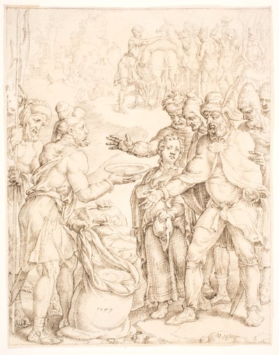 El hallazgo de la copa del faraón en el saco de Benjamín de Maarten van Heemskerck