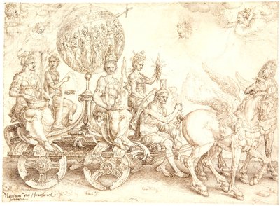 Carro triunfal. Mundus (El Mundo). (Una alegoría de los Cuatro Elementos) de Maarten van Heemskerck